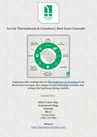 Ice Gel Thermafreeze & Cryosheet | Bent Grass Concepts