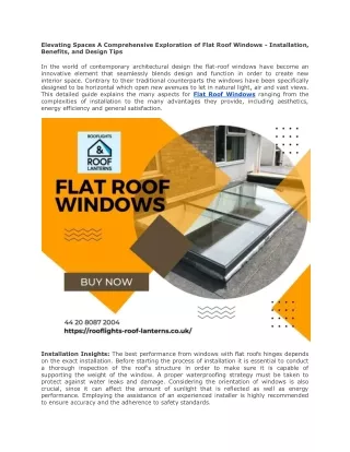 Elevating Spaces A Comprehensive Exploration of Flat Roof Windows - Installation