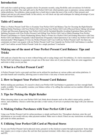 Making the Most of Your Perfect Gift Card Balance: Tips and Tricks