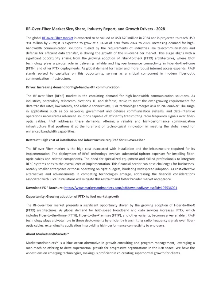 rf over fiber market size share industry report