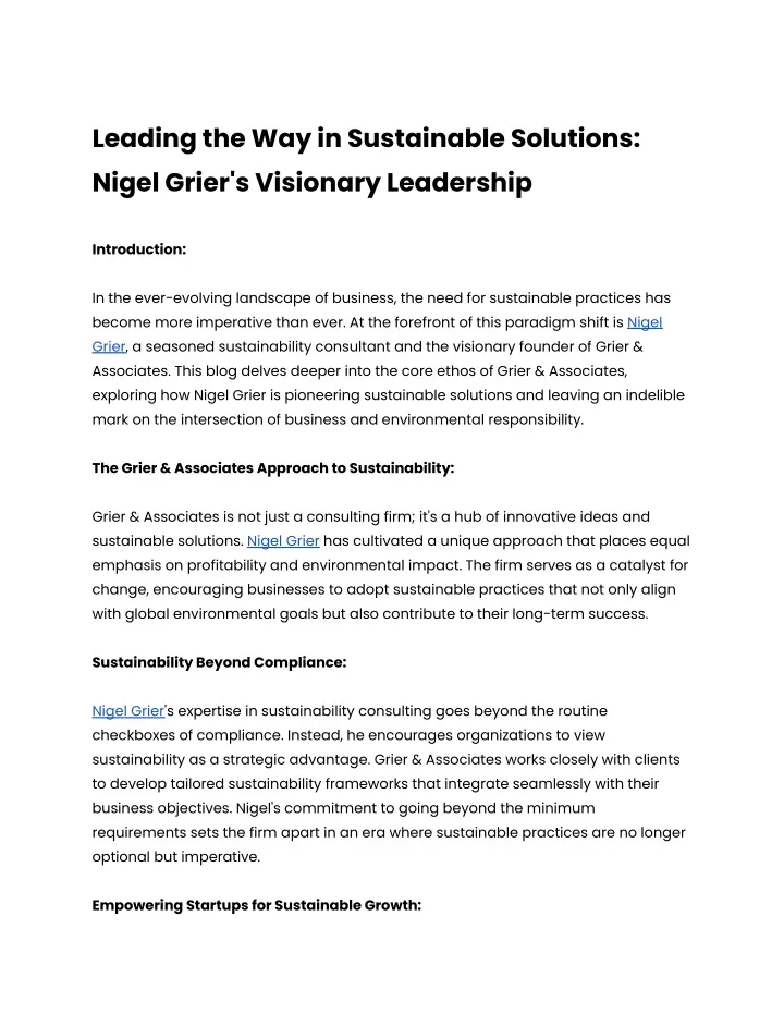 leading the way in sustainable solutions nigel