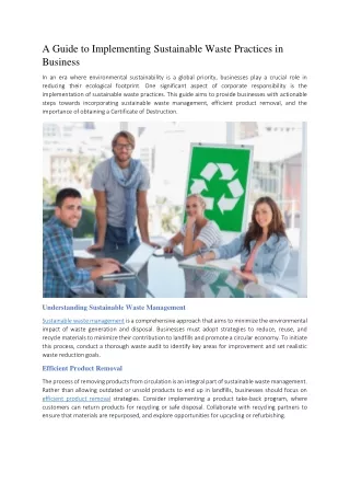 A Guide to Implementing Sustainable Waste Practices in Business