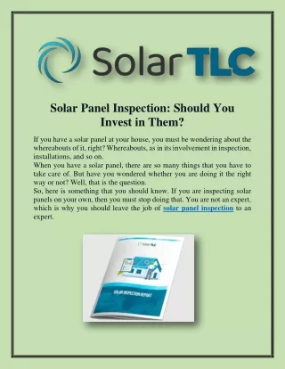 Solar Panel Inspection Should You Invest in Them