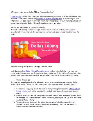 Where do I order cheap Dollas 100mg (Tramadol) online?
