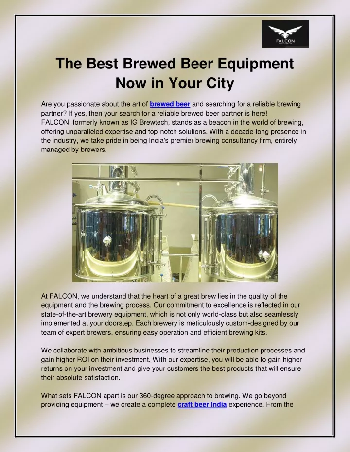 the best brewed beer equipment now in your city