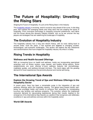 Shaping the Future of Hospitality _ A Look at the Rising Stars in the Industry