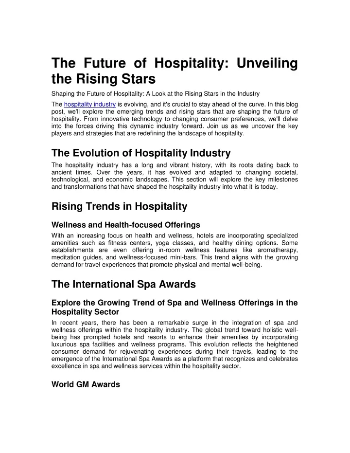 the future of hospitality unveiling the rising