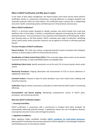 what is haccp certification and why does it matter