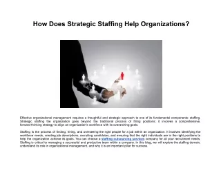 How Does Strategic Staffing Help Organizations?