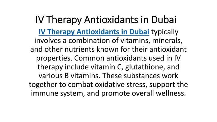 iv therapy antioxidants in dubai