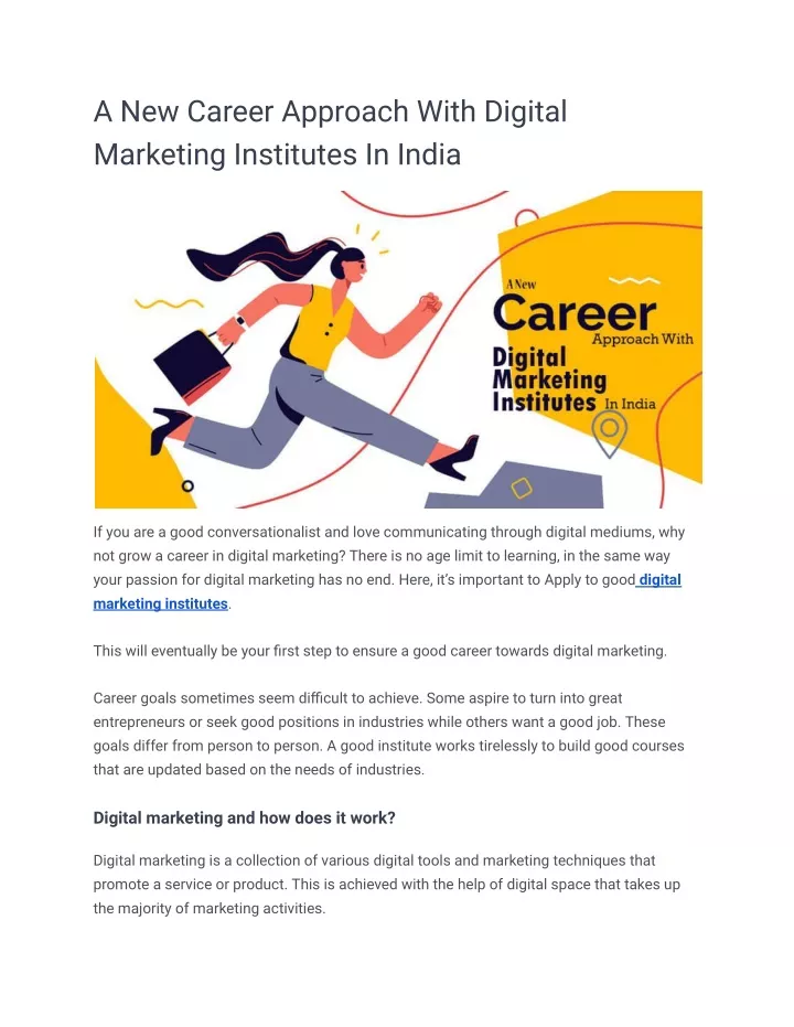 a new career approach with digital marketing