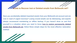 Guide to Recover lost or Deleted emails from Bellsouth.net?