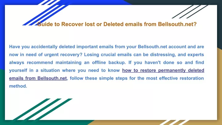 guide to recover lost or deleted emails from