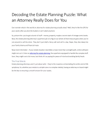 Decoding the Estate Planning Puzzle: What an Attorney Really Does for You