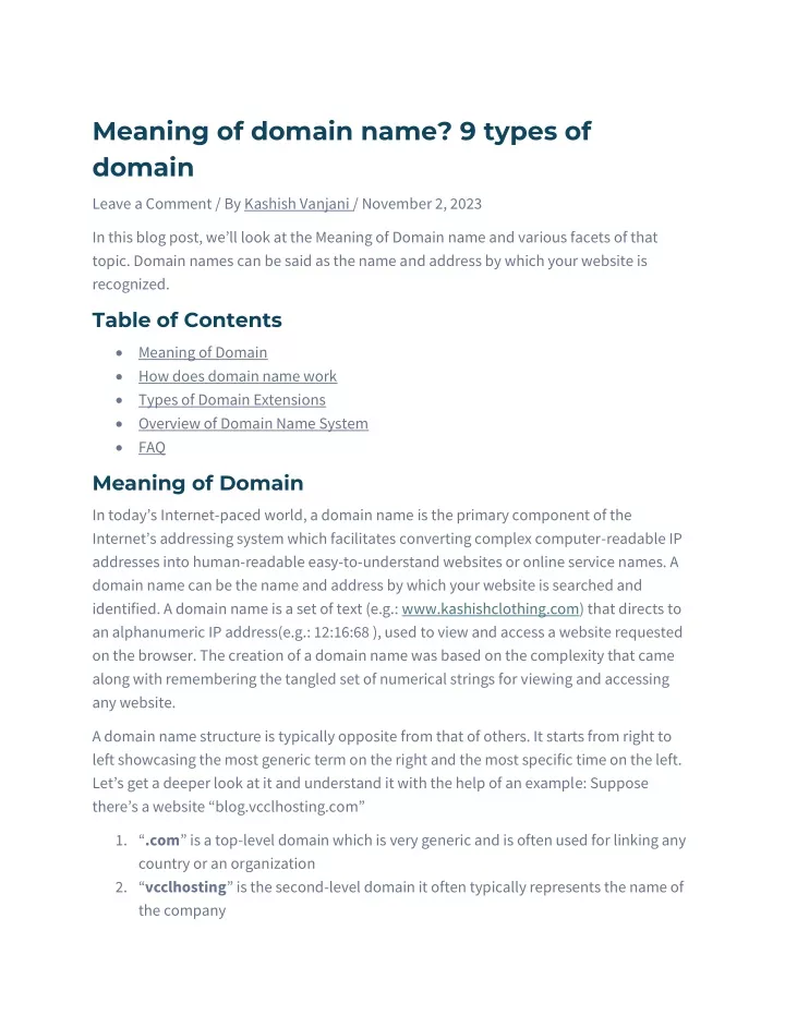 meaning of domain name 9 types of domain