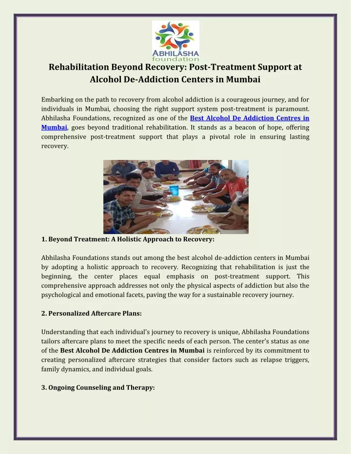 rehabilitation beyond recovery post treatment