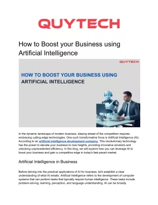 How to Boost your Business using Artificial Intelligence