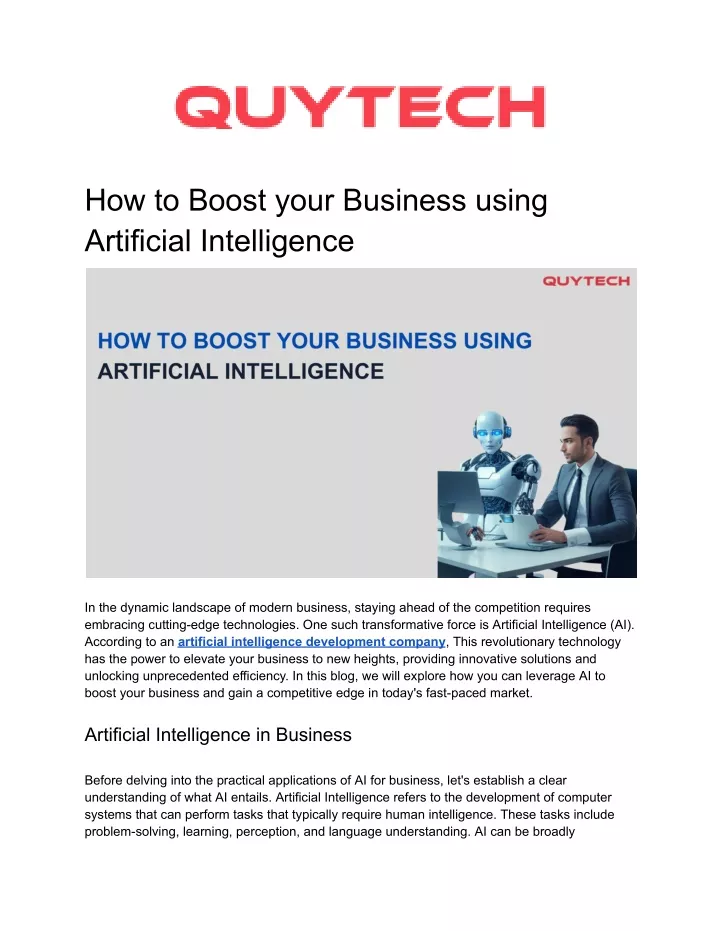 how to boost your business using artificial