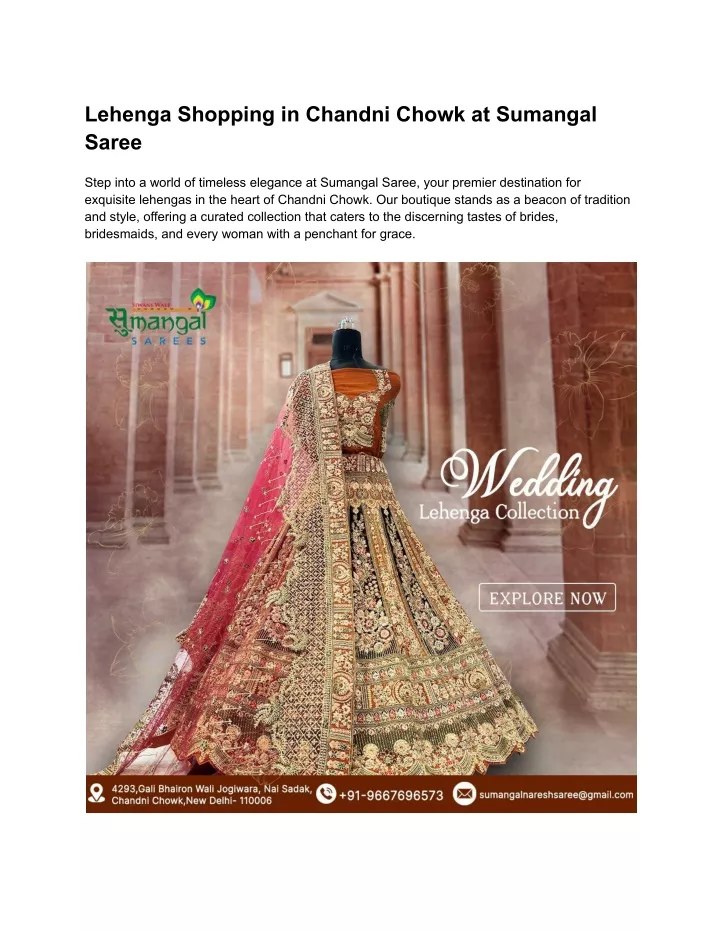 lehenga shopping in chandni chowk at sumangal