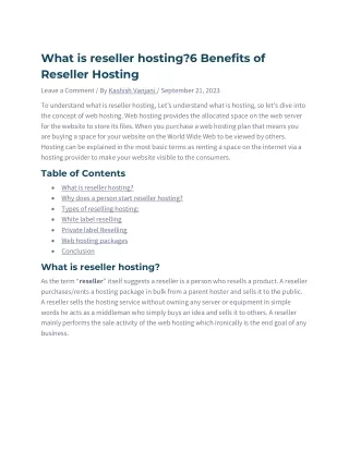 What is reseller hosting6 Benefits of Reseller Hosting