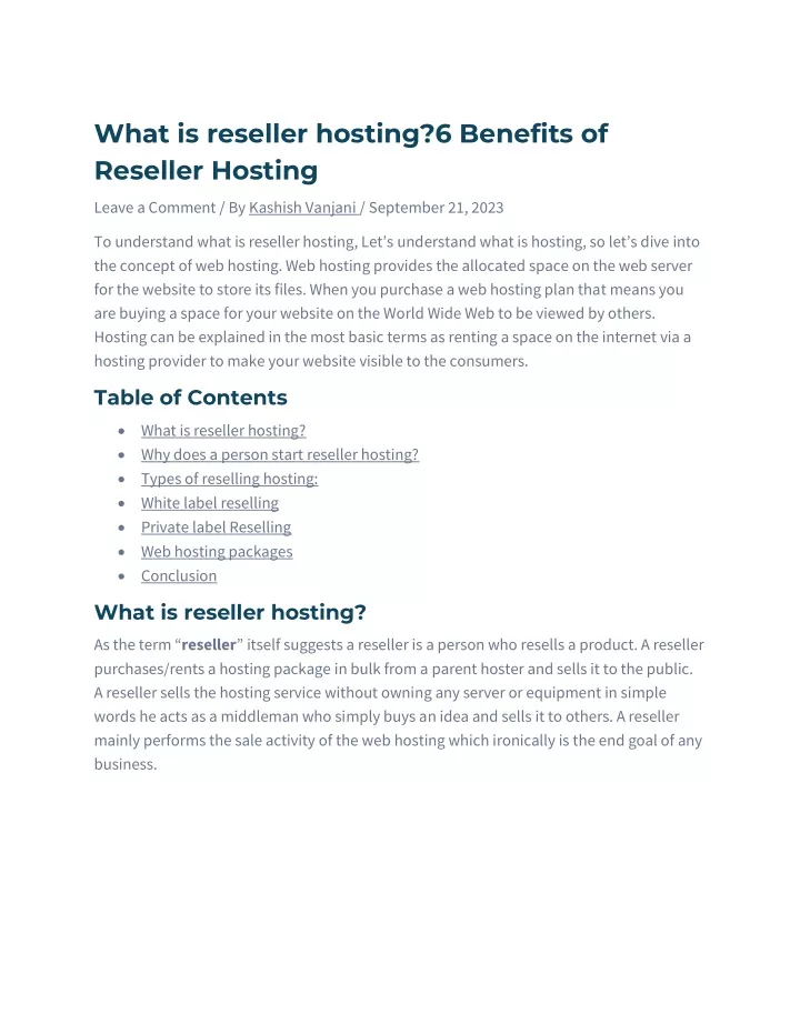 what is reseller hosting 6 benefits of reseller