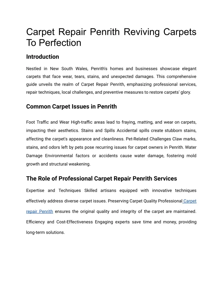 carpet repair penrith reviving carpets
