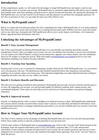 Unlock the Benefits of MyPrepaidCenter: A Guide to Activation
