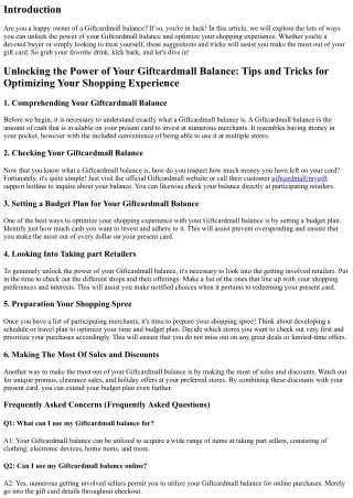 Opening the Power of Your Giftcardmall Balance: Idea for Optimizing Your Shoppin