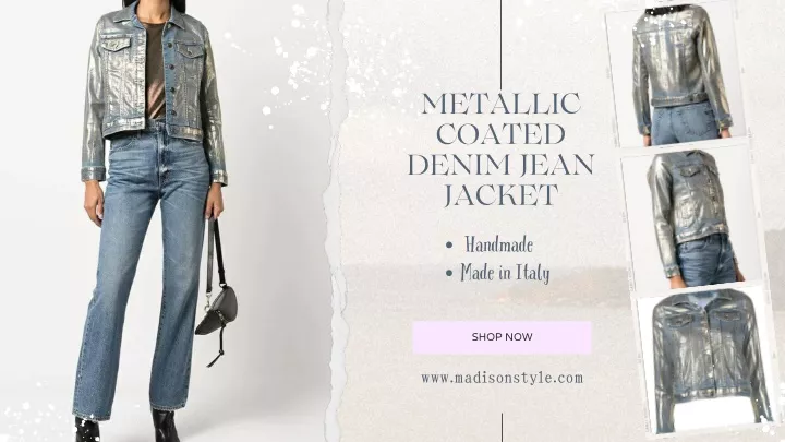 metallic coated denim jean jacket