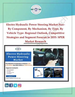 Electro Hydraulic Power Steering Market Growth, Trends and Outlook till 2033