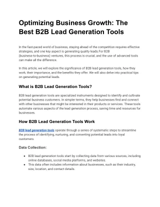 Optimizing Business Growth_ The Best B2B Lead Generation Tools