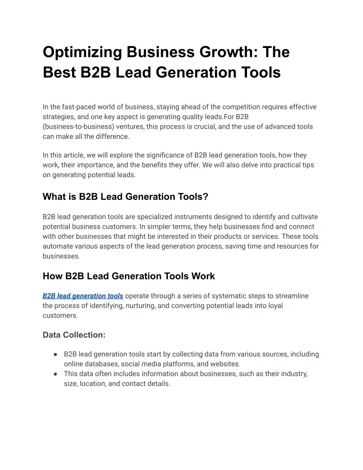 optimizing business growth the best b2b lead