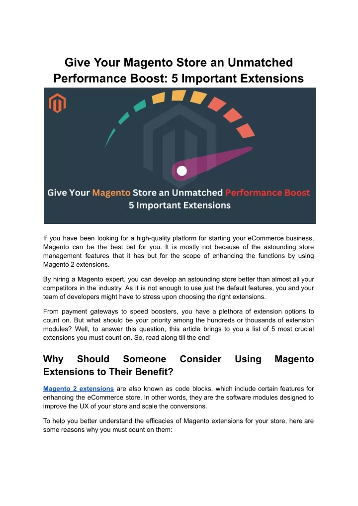 give your magento store an unmatched performance