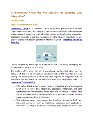 is informatica cloud the key solution