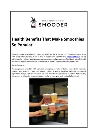 Health Benfits of Smoothies That Makes it So Popular