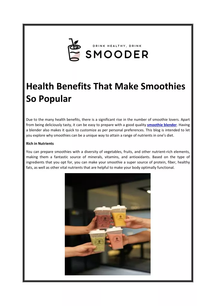 health benefits that make smoothies so popular