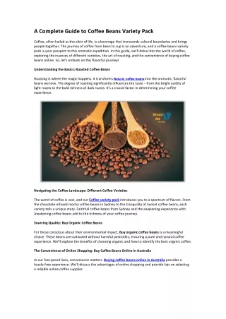 a complete guide to coffee beans variety pack