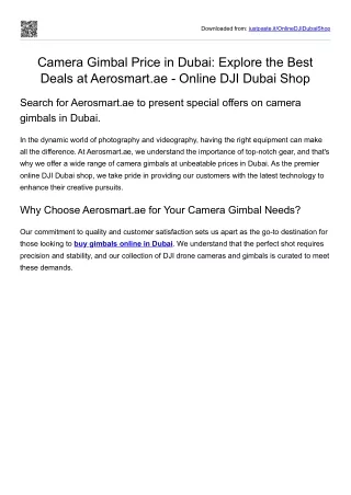 Camera Gimbal Price in Dubai Explore the Best Deals at Aerosmart.ae  Online DJI Dubai Shop