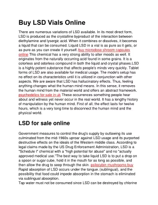 Buy LSD Vials Online