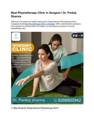 Best Physiotherapy Clinic in Gurgaon | Dr. Pankaj Sharma