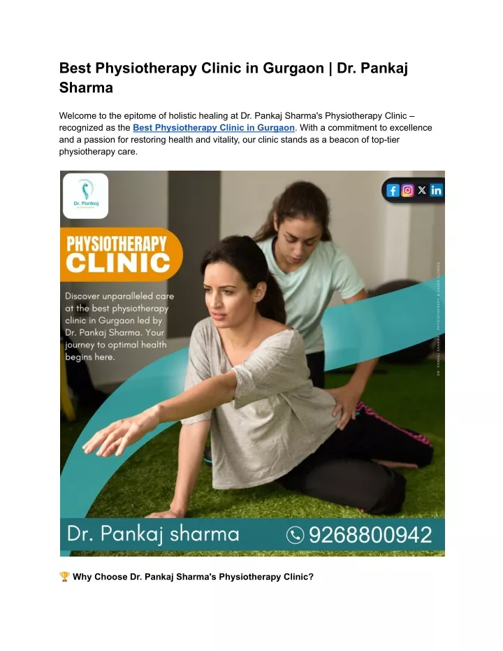 best physiotherapy clinic in gurgaon dr pankaj