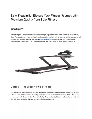 Sole Treadmills_ Elevate Your Fitness Journey with Premium Quality from Sole Fitness