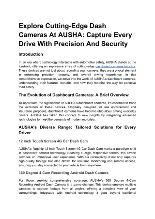 explore cutting edge dash cameras at ausha