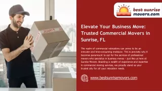 Elevate Your Business Move: Trusted Commercial Movers in Sunrise, FL