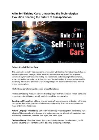 AI in Self-Driving Cars - BlockchainAppsDeveloper