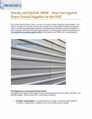 Your Corrugated Fence Panels Supplier in the UAE