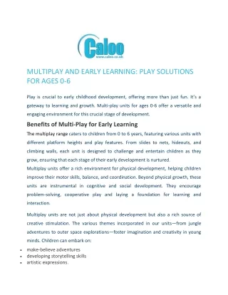 multiplay and early learning play solutions