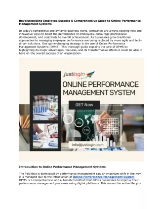 Revolutionizing Employee Success A Comprehensive Guide to Online Performance Man