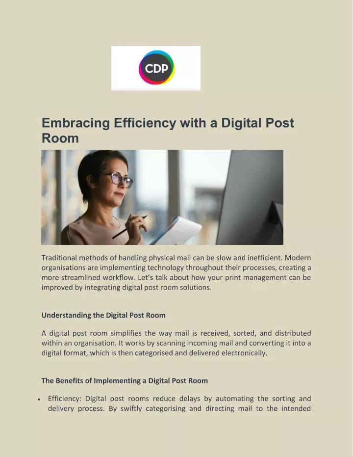 embracing efficiency with a digital post room