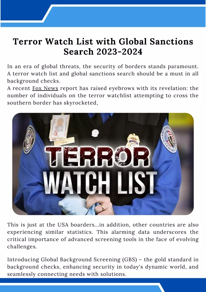 terror watch list with global sanctions search